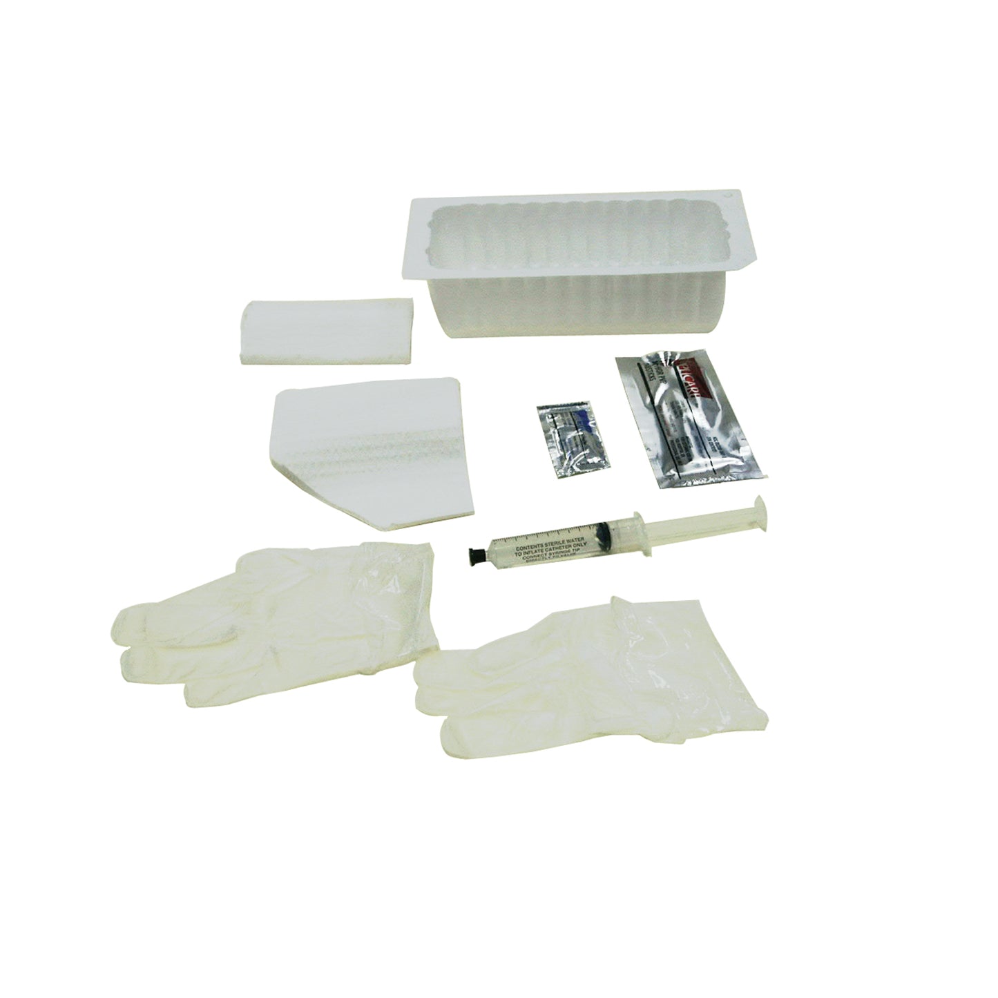 AS890K - Amsino AMSure® Foley Insertion Tray, Foley Tray, 1000 ml Outer Tray, Includes: 30 cc Syringe Prefilled with Sterile Water, Vinyl Powder-Free Gloves, Waterproof and Fenestrated Drapes, Lubricating Jelly and (3) BZK Swab Sticks, 20/cs