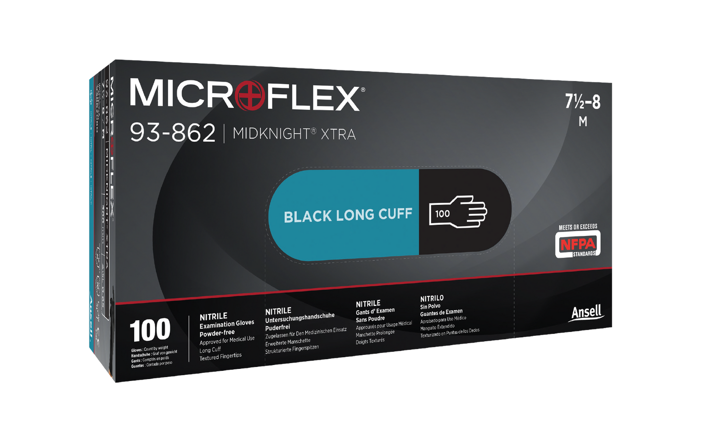 871482 - Ansell MICROFLEX™ MidKnight™ XTRA 93-862 - Small (6.5-7.0), 100/bx, 10 bx/cs