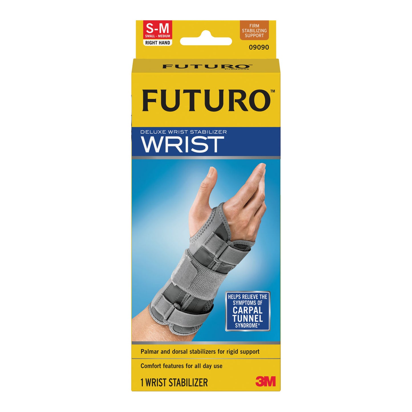 09090ENT - 3M™ PSD Futuro™ Deluxe Wrist Stabilizer - Right Hand, Small/ Medium, 3/pk, 4 pk/cs