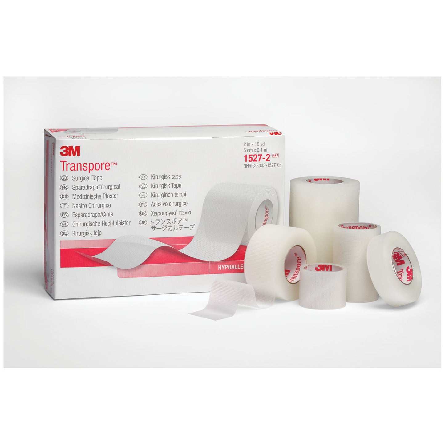 1527-1 - Solventum Transpore™ Surgical Tape - 1" x 10 yds, Transparent, 12 rl/bx, 10 bx/cs