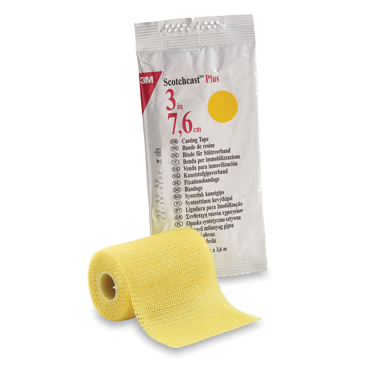 82003Y - Solventum 3M™ Scotchcast™ Plus Casting Tape - 3" x 4 yds, Yellow, 10/cs