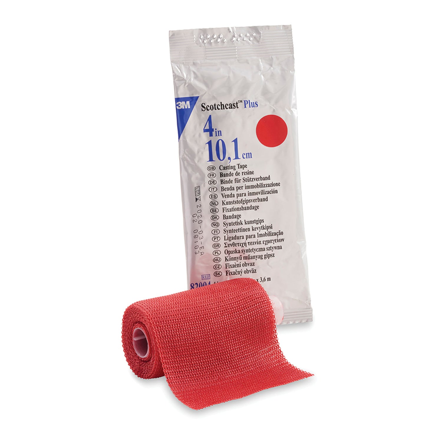 82004R - Solventum 3M™ Scotchcast™ Plus Casting Tape - 4" x 4 yds, Red, 10/cs