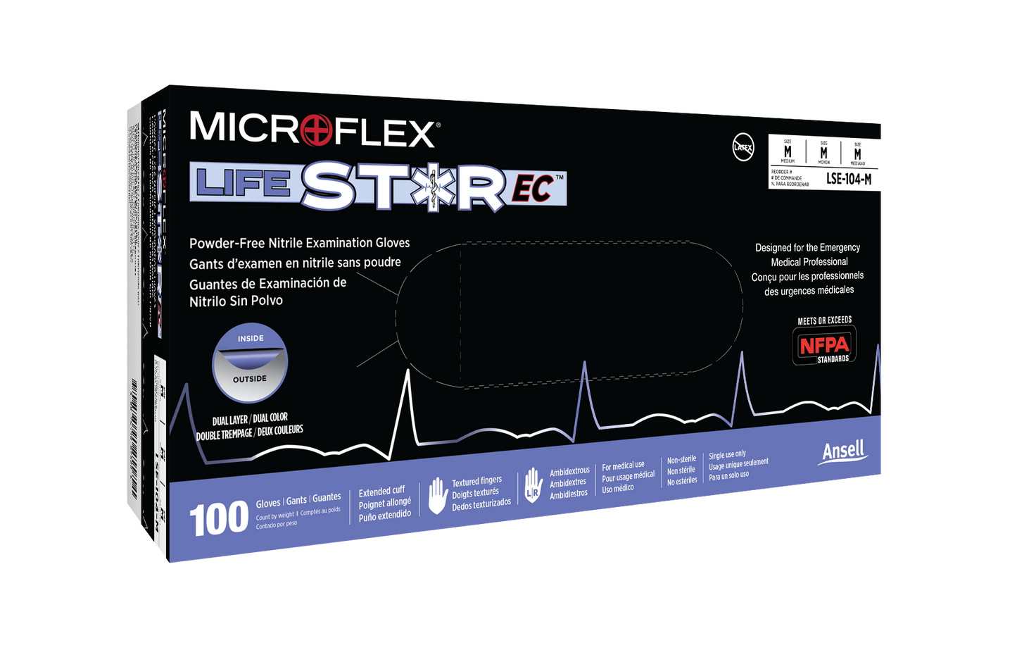 824975 - Ansell MICROFLEX™ LIFESTAR EC™ LSE-104 - Medium (7.5-8.0), 100/bx, 10 bx/cs