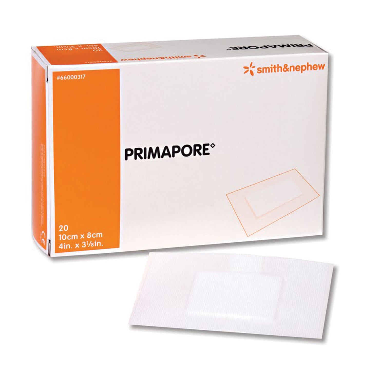 66000317 - Smith & Nephew PRIMAPORE◊ IV Adhesive Dressings - Central IV Adhesive Dressing, 4" x 3 1/8", 20/pkg, 10 pkg/cs