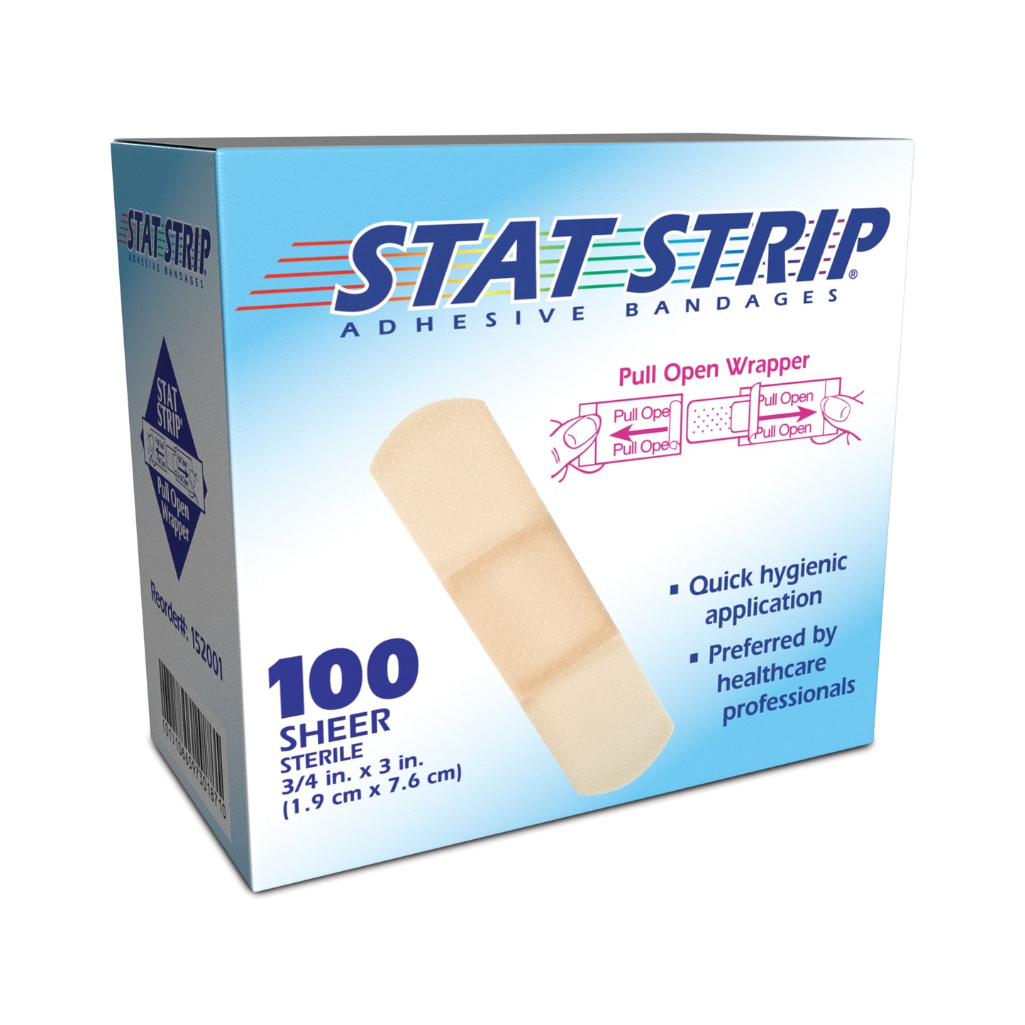 152001 - Dukal® Stat Strip® Sterile Sheer Adhesive Bandages, 3/4" x 3", 100/bx, 12 bx/cs