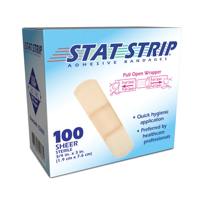 152001 - Dukal® Stat Strip® Sterile Sheer Adhesive Bandages, 3/4" x 3", 100/bx, 12 bx/cs