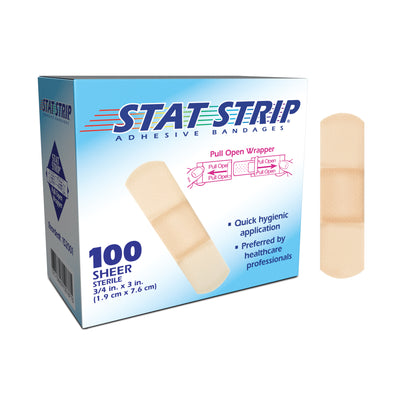 152001 - Dukal® Stat Strip® Sterile Sheer Adhesive Bandages, 3/4" x 3", 100/bx, 12 bx/cs