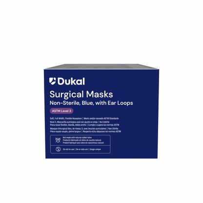 1590 - Dukal ASTM Level 3 Surgical Mask with Ear Loop, 50/bx, 12 bx/cs