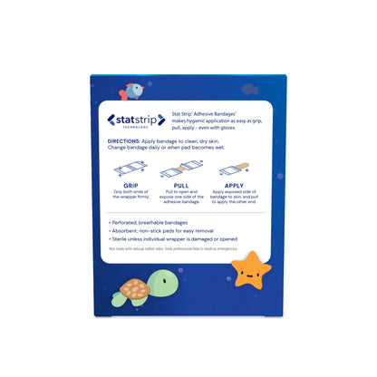 16710 - Dukal Sterile Design Series Matey's Adhesive Bandages with Stat Strip®, 3/4" x 3", 100/bx, 12 bx/cs