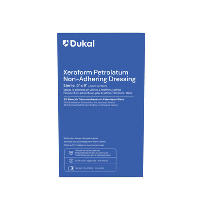 213 - Dukal® Sterile XEROFORM® Petrolatum Non-Adhering Dressings, 5" x 9", 1/pk, 50 pk/bx