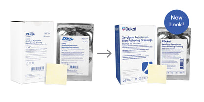 214 - Dukal® Sterile XEROFORM® Petrolatum Non-Adhering Dressings, 2" x 2", 1/pk, 25 pk/bx