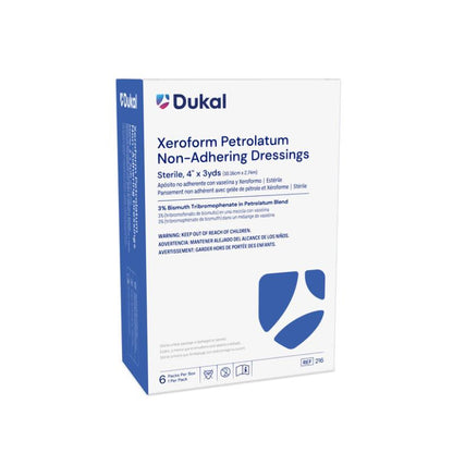 216 - Dukal® Sterile XEROFORM® Petrolatum Non-Adhering Dressings, 4" x 3 yds, 1/pk, 6 pk/bx