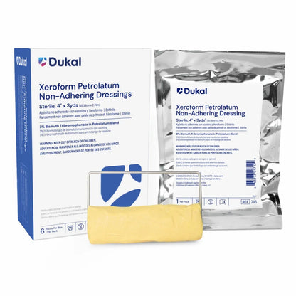 216 - Dukal® Sterile XEROFORM® Petrolatum Non-Adhering Dressings, 4" x 3 yds, 1/pk, 6 pk/bx