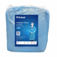301BL - Dukal Isolation Gown - One Size, Blue, 10/bg, 5 bg/cs
