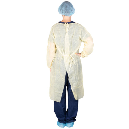 303 - Dukal Isolation Gown - Poly Coated, Impervious, Yellow, 10/bg, 5 bg/cs