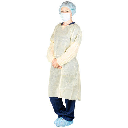 303 - Dukal Isolation Gown - Poly Coated, Impervious, Yellow, 10/bg, 5 bg/cs