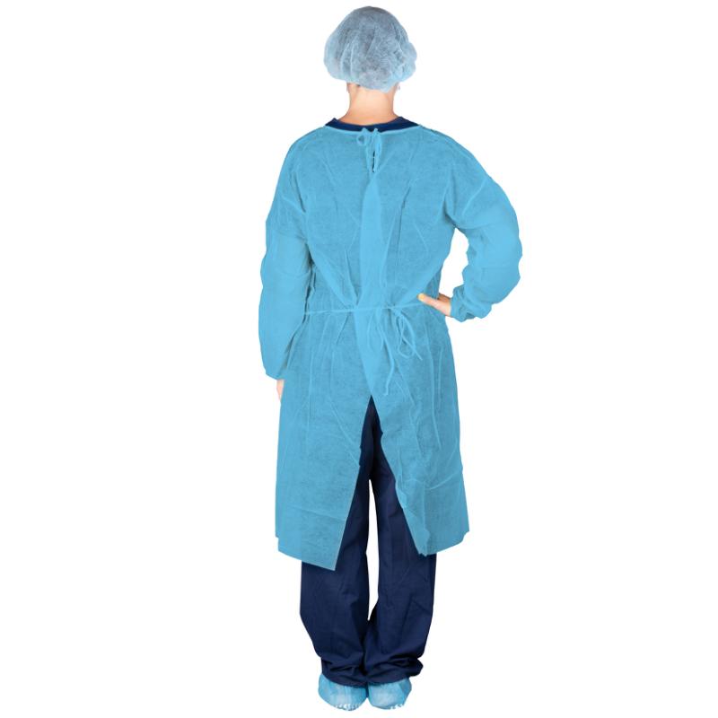 303BL - Dukal Isolation Gown - Poly Coated, Impervious, Blue, 10/bg, 5 bg/cs