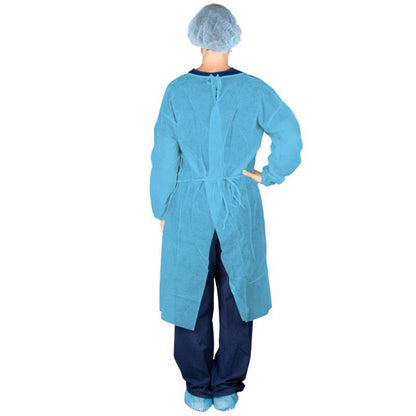 303BL - Dukal Isolation Gown - Poly Coated, Impervious, Blue, 10/bg, 5 bg/cs