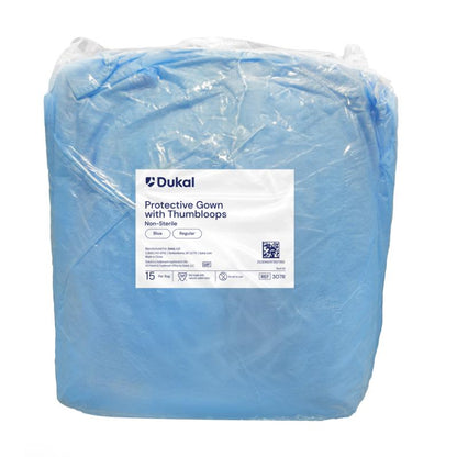 307R - Dukal AAMI Level 2 Protective Cover Gown - CPE Coated, Pull-Over, Blue, 15/bg, 5 bg/cs