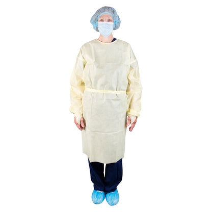 308 - Dukal AAMI Level 1 Isolation Gown - Universal Size, Yellow, 10/bg, 10 bg/cs