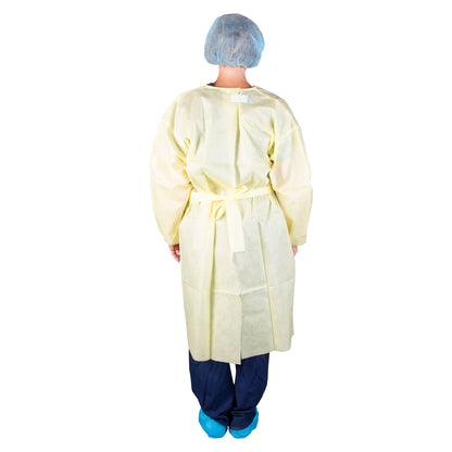 308 - Dukal AAMI Level 1 Isolation Gown - Universal Size, Yellow, 10/bg, 10 bg/cs