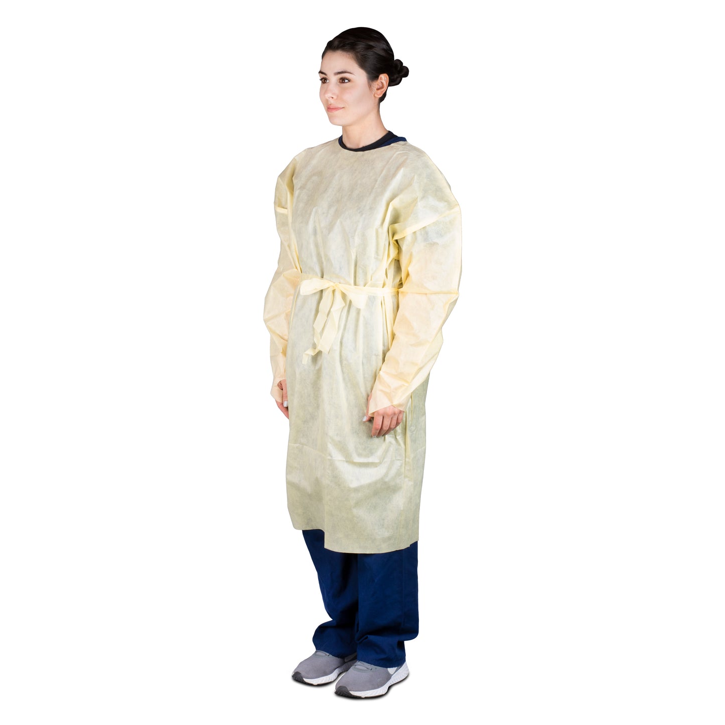309T-GSS - Dukal AAMI Level 2 Isolation Gown - Thumbloop Wrists, Universal Size, Yellow, 10/bg, 10 bg/cs