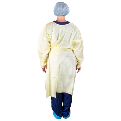 309 - Dukal AAMI Level 2 Isolation Gown - Over-the-Head, Universal Size, Yellow, 10/bg, 10 bg/cs