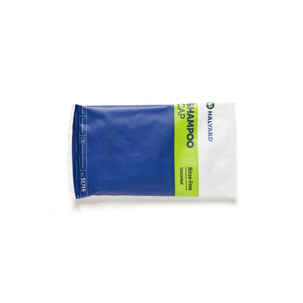 51716 - Halyard Rinse-Free Shampoo Cap, Unscented, Standard Size, 1/pk, 30 pk/cs
