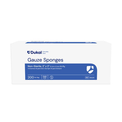 8505 - DUKAL® Everyday Care Gauze Sponge, 8-Ply, 2" x 2", 200/bg, 25 bg/cs