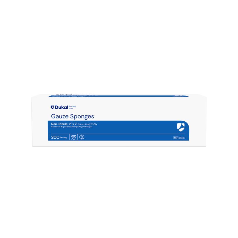 8506 - DUKAL® Everyday Care Gauze Sponges, 12-Ply, 2" x 2", 200/bg, 40 bg/cs