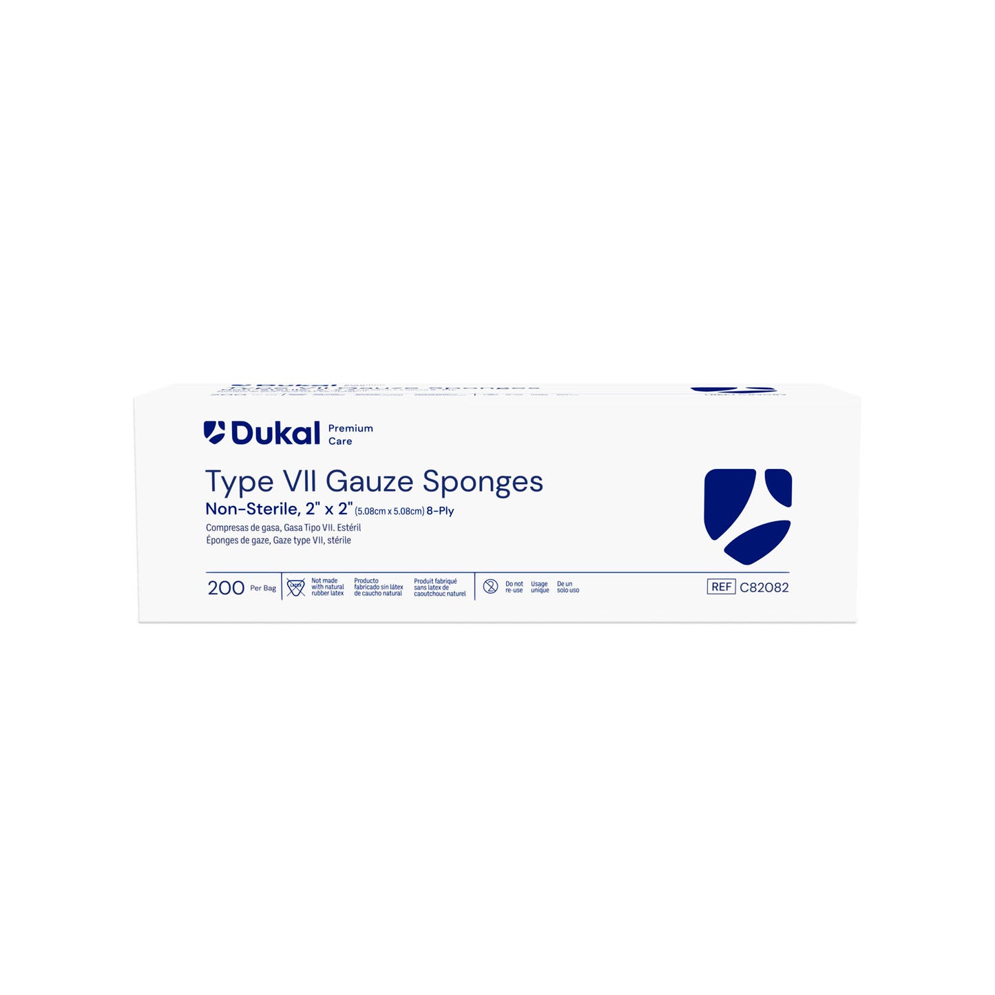 C82082 - Dukal Caliber™ Gauze Sponges - Type VII, Sterile, 2" x 2", 8-Ply, 200/bg, 25 bg/cs