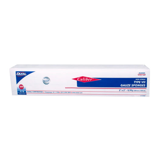 C82122 - Dukal Caliber™ Gauze Sponges - Type VII, Non-Sterile, 2" x 2", 12-Ply, 200/bg, 40 bg/cs