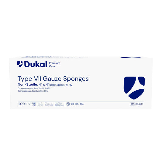 C84166 - Dukal Caliber™ Gauze Sponges - Type VII, Non-Sterile, 4" x 4", 16-Ply, 200/bg, 10 bg/cs