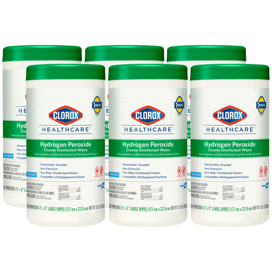 30824 - Clorox Healthcare® Hydrogen Peroxide Cleaner Disinfectant Wipes, 6.75" x 9", 95/can, 6/cs