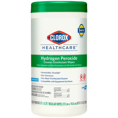 30825 - Clorox Healthcare® Hydrogen Peroxide Cleaner Disinfectant Wipes, 6.75" x 5.75", 155/can, 6/cs