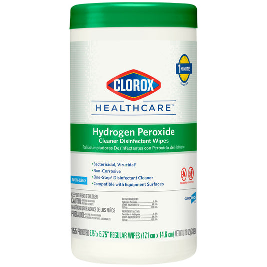 30825 - Clorox Healthcare® Hydrogen Peroxide Cleaner Disinfectant Wipes, 6.75" x 5.75", 155/can, 6/cs