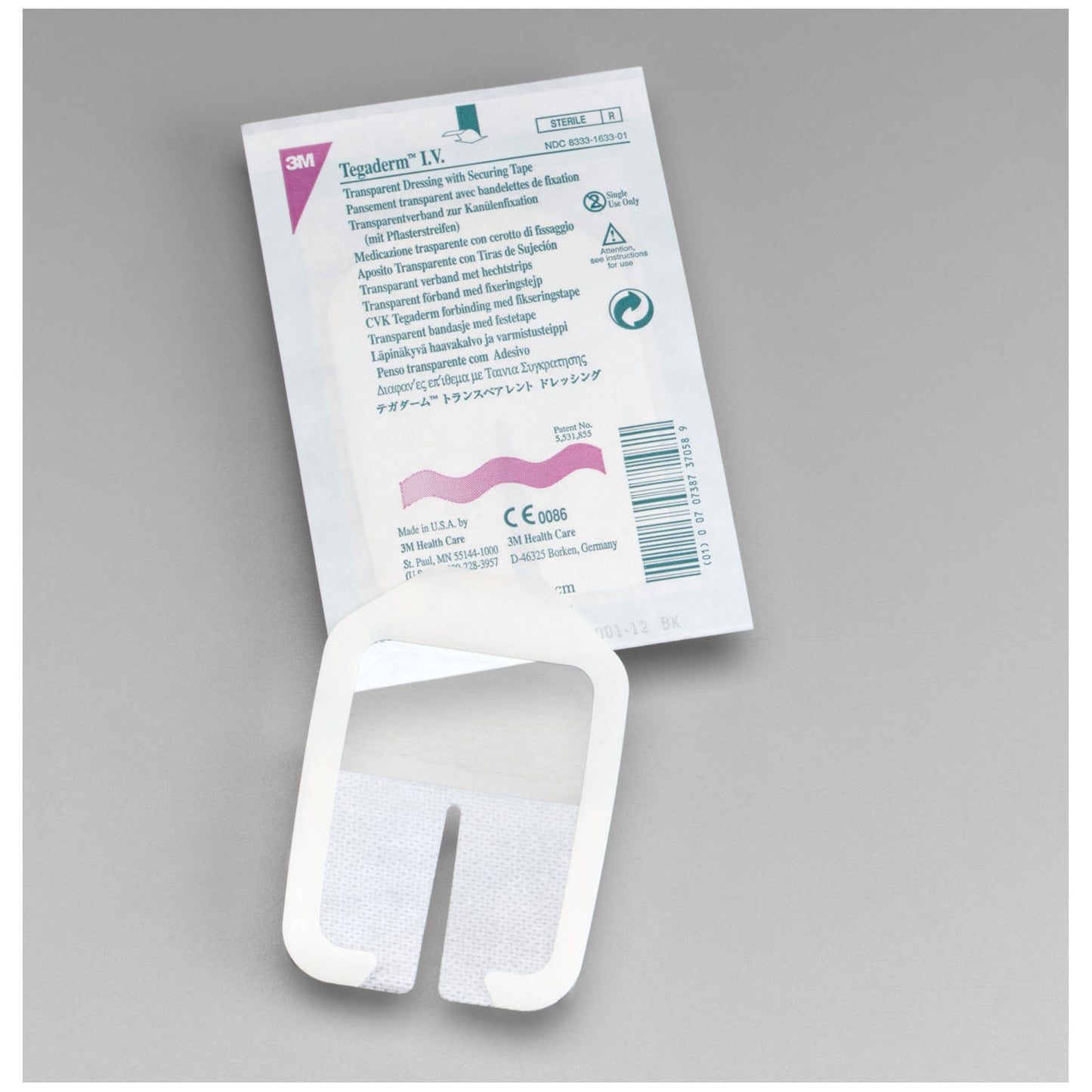 1633 - Solventum Tegaderm™ IV Transparent Film Dressing with Border - 2 3/4" x 3 1/4", 100/bx, 4 bx/cs