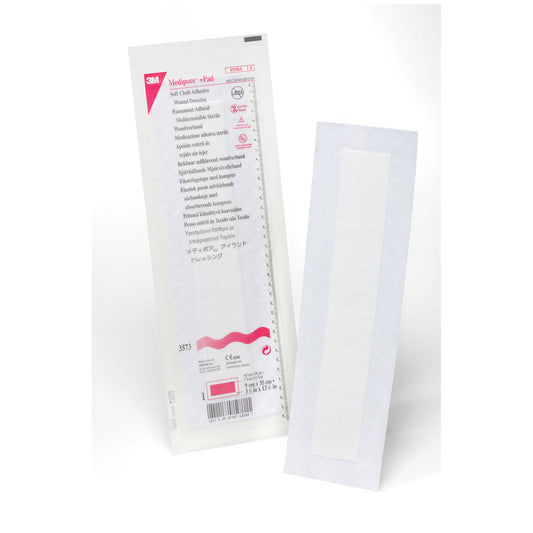 Solventum Medipore™ +Pad Soft Cloth Adhesive Wound Dressing - 3 1/2" x 12 3/4", Pad Size 1 3/4" x 11 3/4", 25/bx, 4 bx,cs