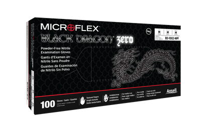 162517 - Ansell MICROFLEX® Black Dragon® Zero BD-100N - Medium (7.5-8.0), 100/bx, 10 bx/cs