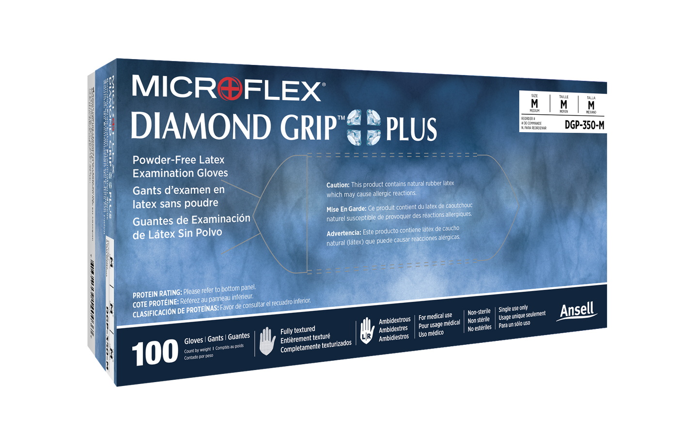 162610 - Ansell MICROFLEX™ Diamond Grip Plus™ DGP-350 - X-Small (5.5-6.0), 100/bx, 10 bx/cs