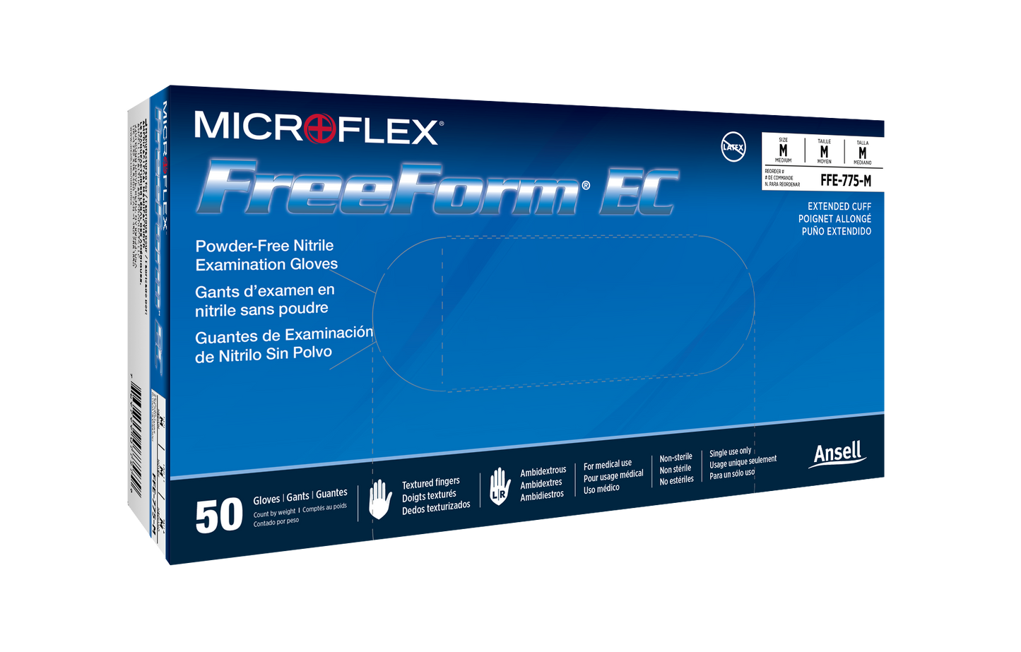162633 - Ansell MICROFLEX® FreeForm® EC FFE-775 - Large (8.5-9.0), 50/bx, 10 bx/cs