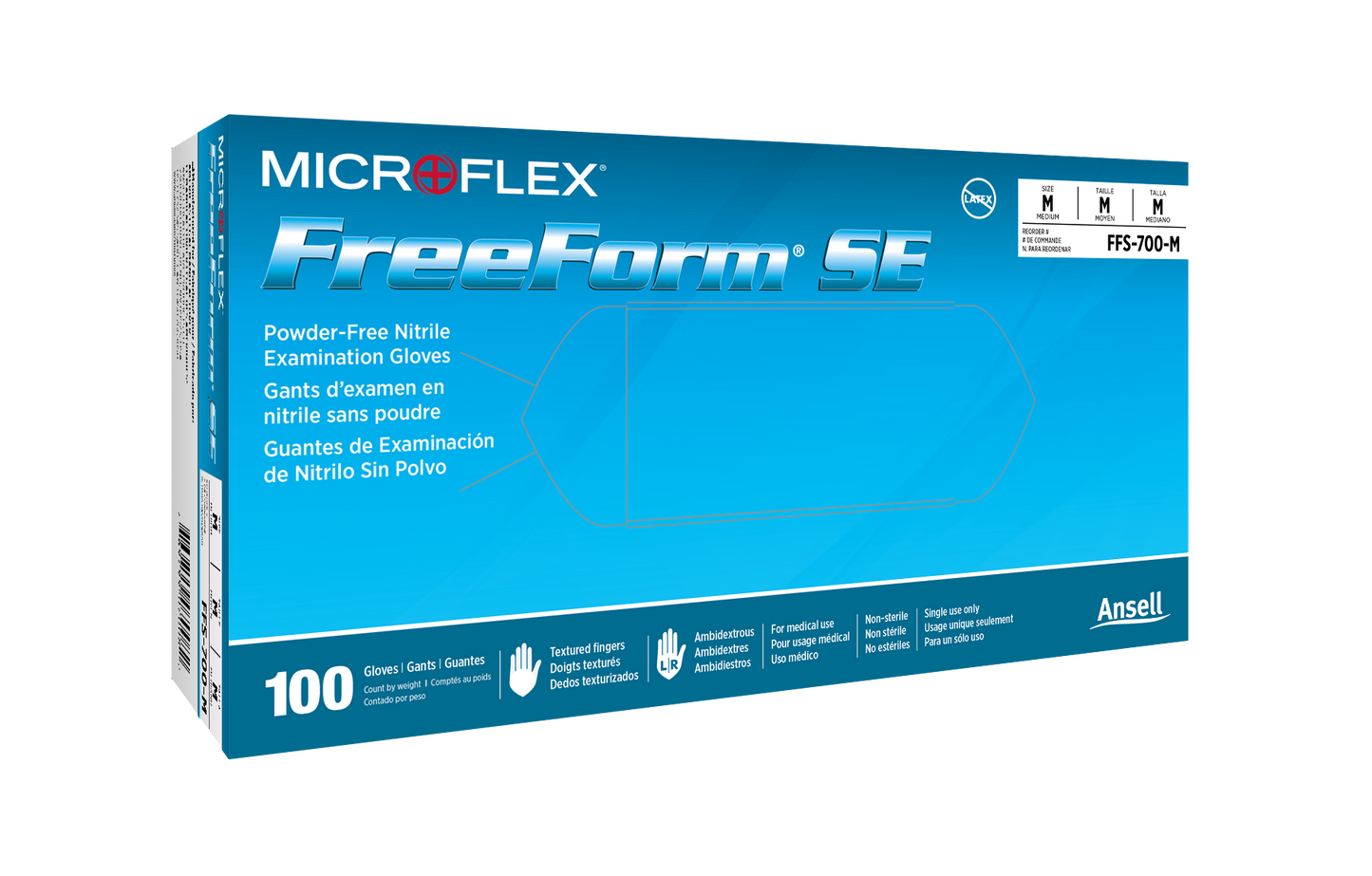 162651 - Ansell MICROFLEX® FreeForm® SE FFS-700 - X-Small (5.5-6.0), 100/bx, 10 bx/cs