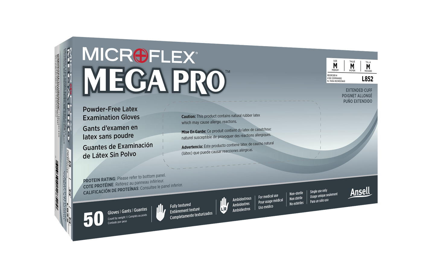 162776 - Ansell MICROFLEX® Mega Pro® L85 - Medium (7.5-8.0), 50/bx, 10 bx/cs