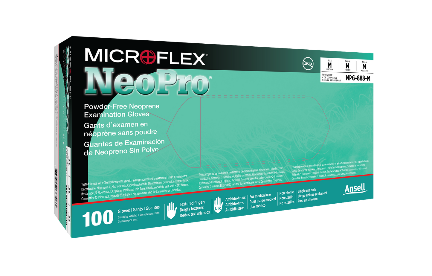 163125 - Ansell MICROFLEX® NeoPro® NPG-888 - Large (8.5-9.0), 100/bx, 10 bx/cs