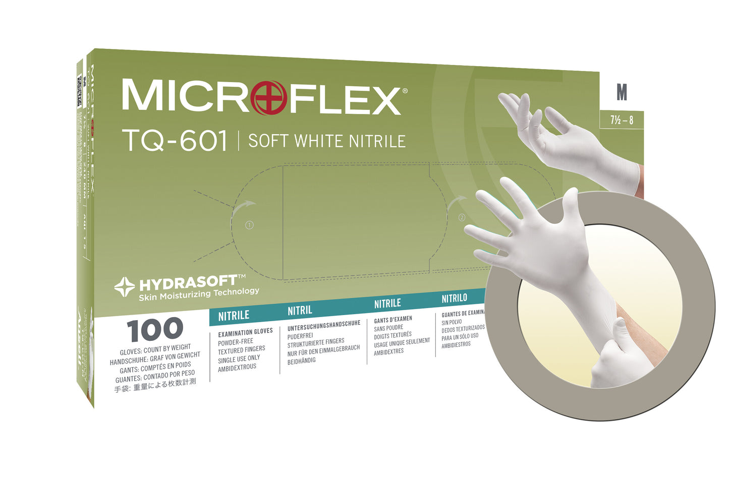 163220 - Ansell MICROFLEX® Soft White Nitrile TQ-601 - X-Small (5.5-6.0), 100/bx, 10 bx/cs