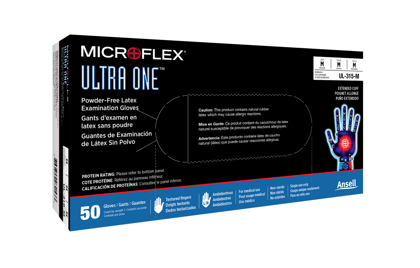 163242 - Ansell MICROFLEX® Ultra One® UL-315 - Small (6.5-7.0), 50/bx, 10 bx/cs
