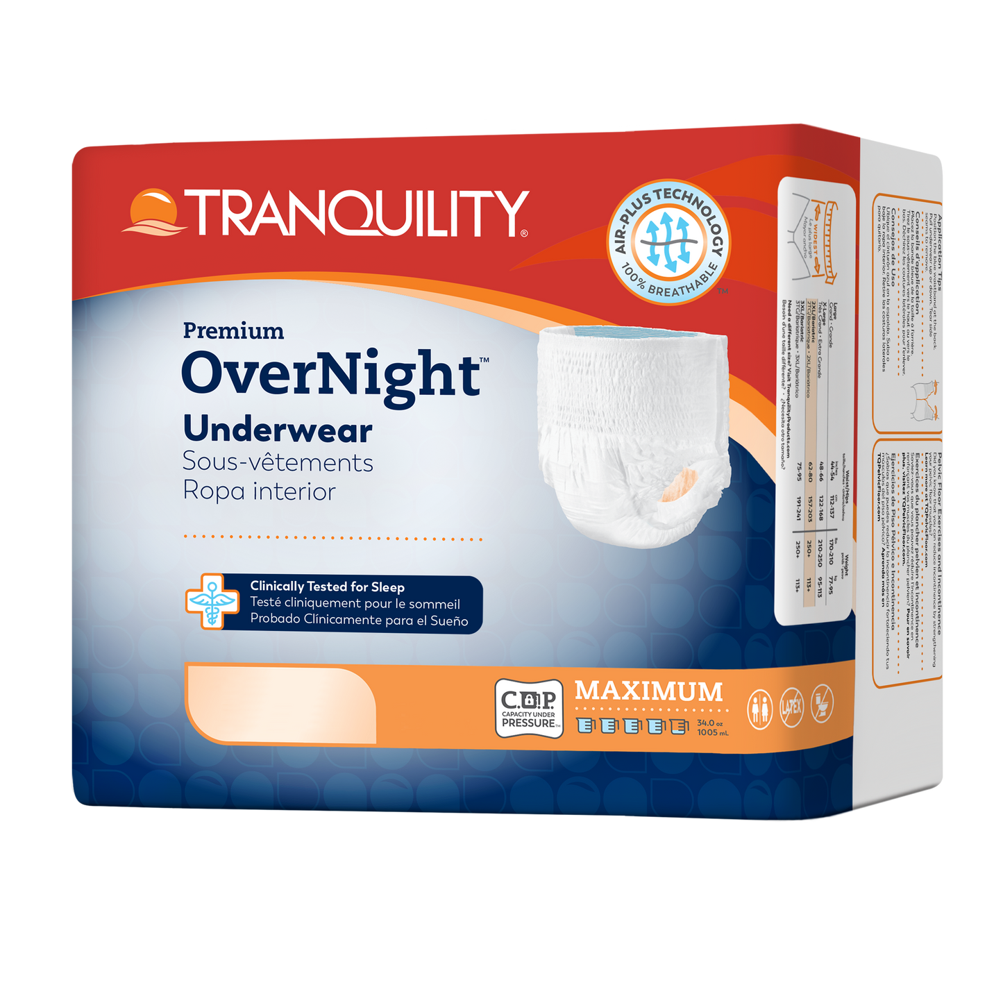 2116 - Principle Business® Tranquility® Premium OverNight™ Disposable Absorbent Underwear - Large, 44"-54" Waist, 170-210 lbs, 34.0 fl oz Capacity, 16/pk, 4 pk/cs