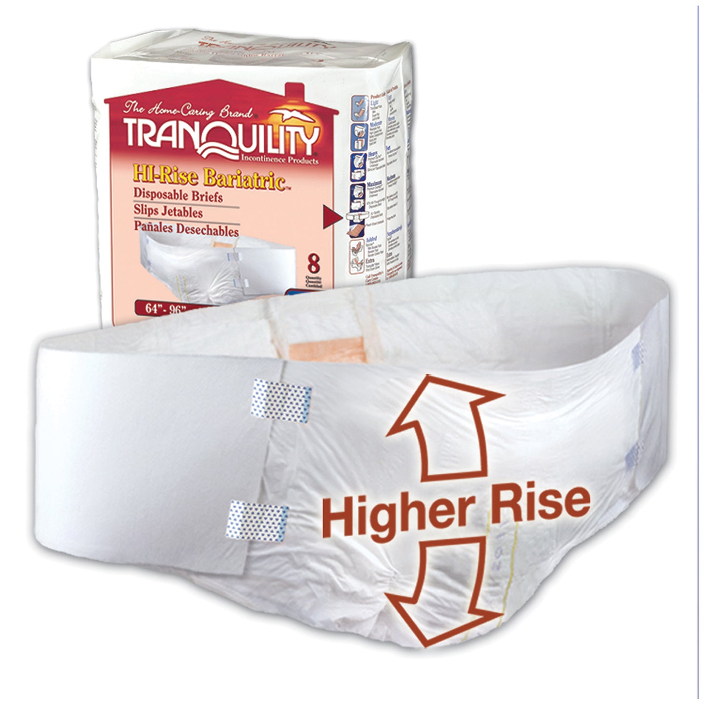 2192 - Principle Business® Tranquility® HI-Rise™ Bariatric Briefs - 64" to 96" Waist, 8/bg, 4 bg/cs