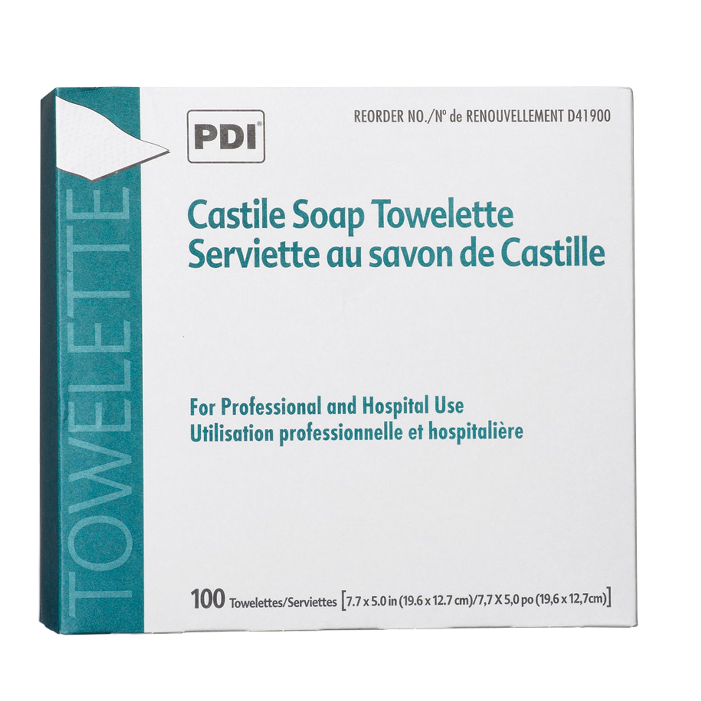 D41900 - PDI Castile Soap Towelette, 2% Coconut Oil, 1/pk, 100 pk/bx, 10 bx/cs