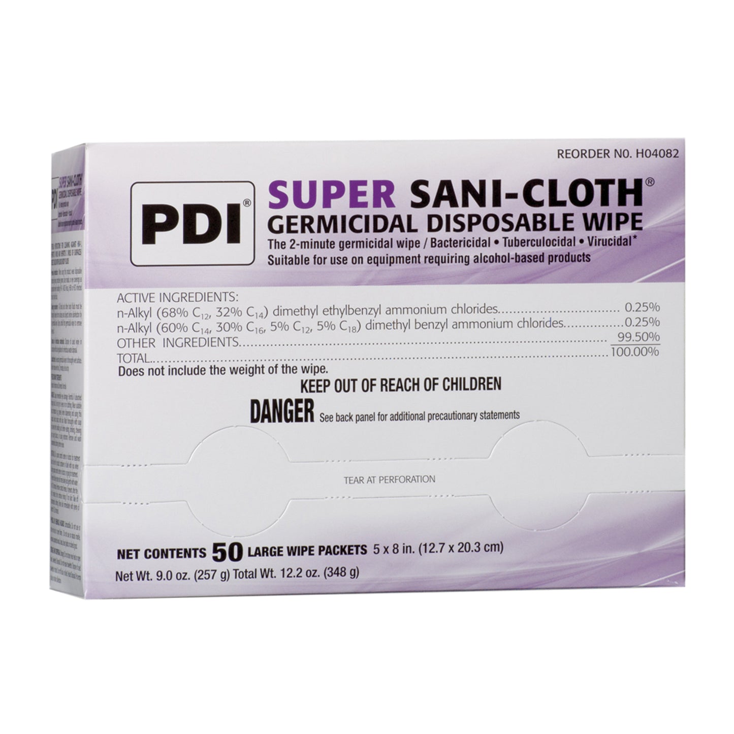 H04082 - PDI Super Sani-Cloth® Germicidal Disposable Wipe, Large, Individual, Boxed,5" x 8", 50/bx, 10 bx/cs